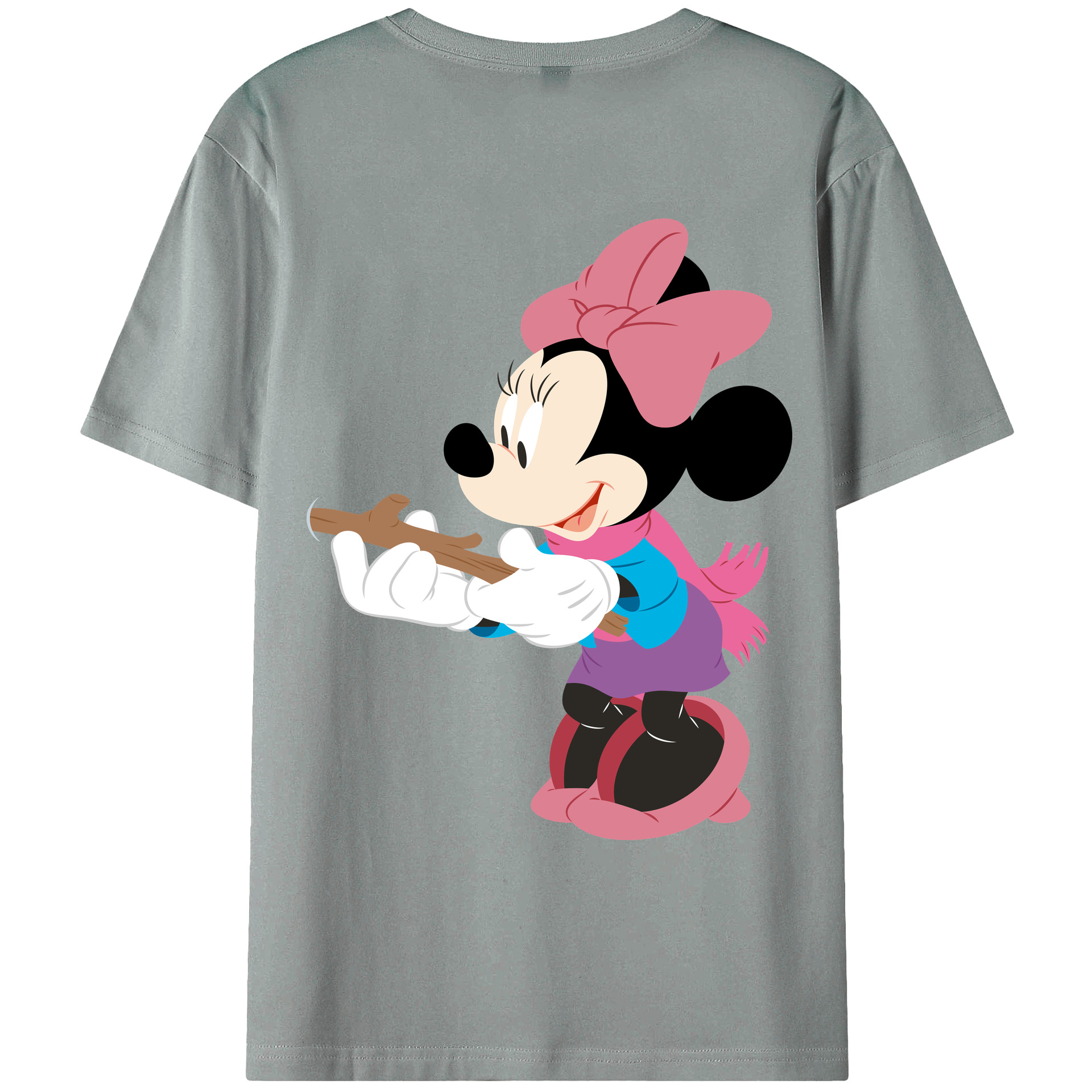 ミッキーマウス Mickey Mouse 綿100％ メンズ半袖Tシャツ（バックプリント） 通気性